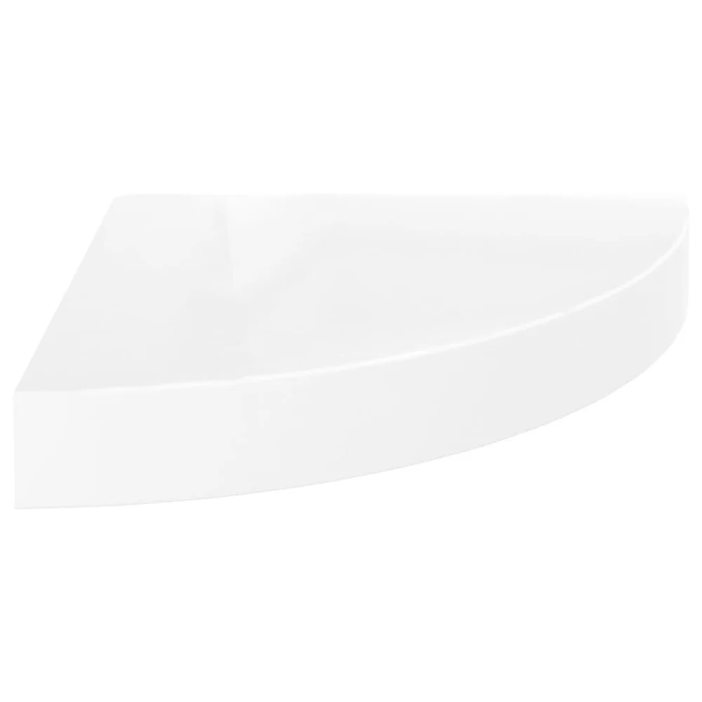 Floating Corner Shelf High Gloss White 9.8x9.8x1.5 MDF Wall Mount