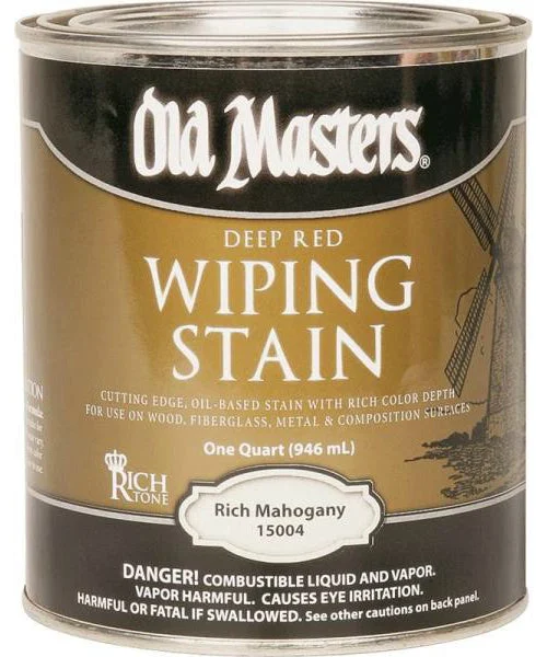 Old Masters 15004 Wiping Stain 1 Quart Rich Mahogany for Wood Finishing